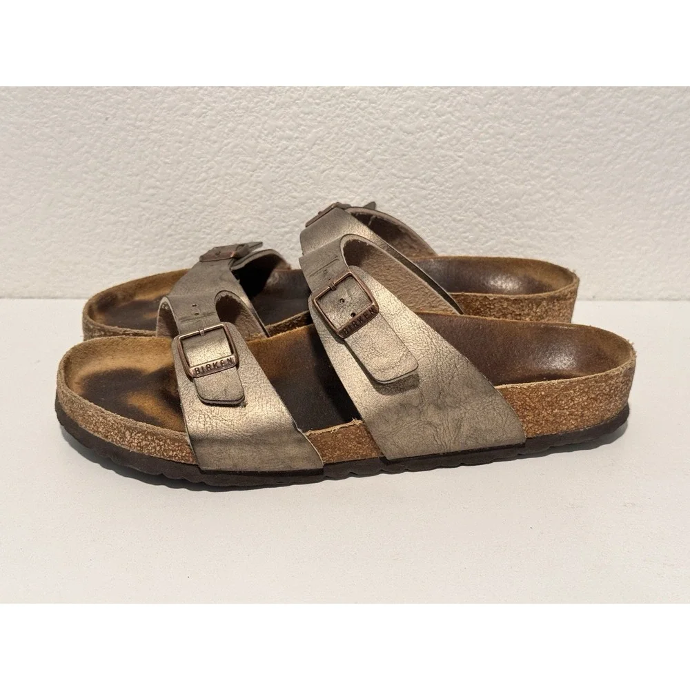 Birkenstock Sydney Graceful Taupe Birko-Flor Sandal Sz US 10 EU 41 Strap Buckle